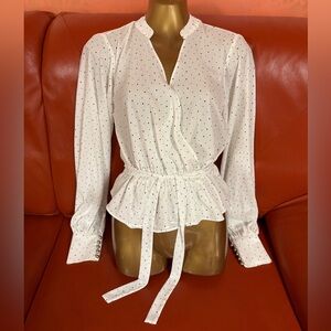 Elegant White Polka Dot Blouse